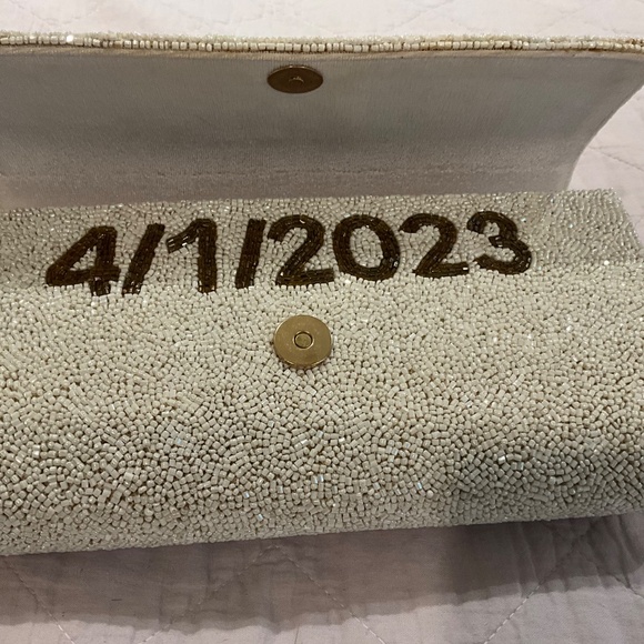 PRETTY ROBES Custom Hand Beaded Clutch Bridal Wedding Bride Bag - Picture 3 of 12